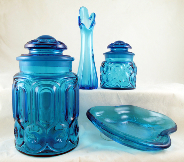 Vintage Blue Moon and Star Glass Canister Set - Image 3