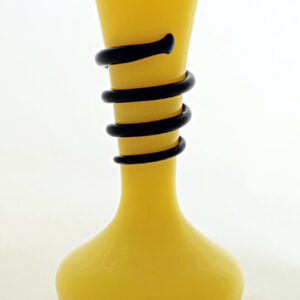 Bohemian Tango Glass Yellow and Black Snake Vase