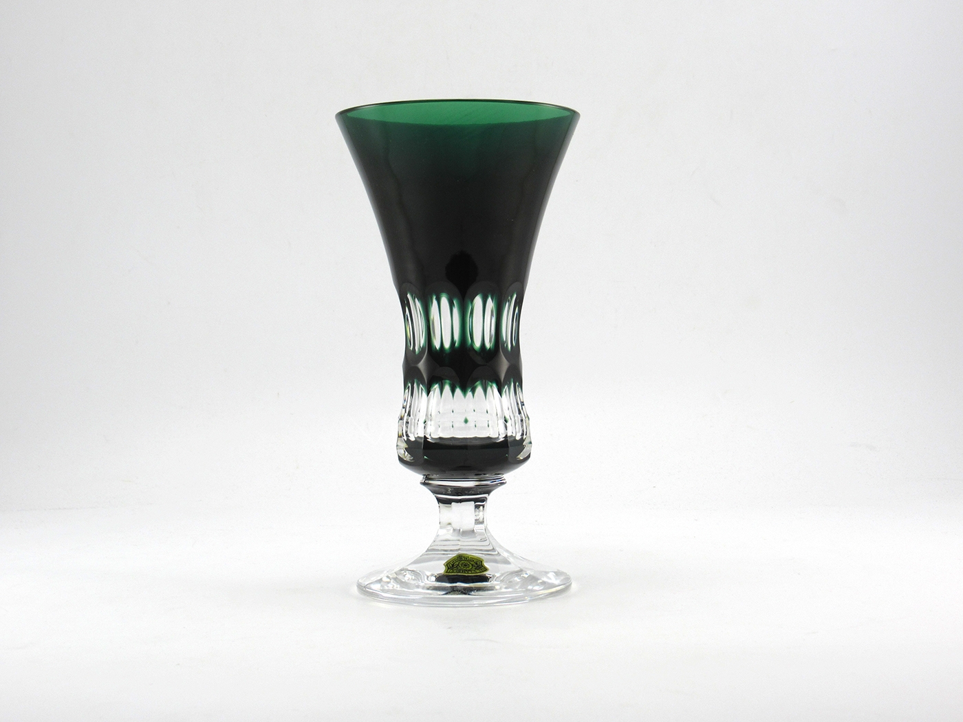 Val Saint Lambert Emerald Cut to Crystal Vase with Maker's Label