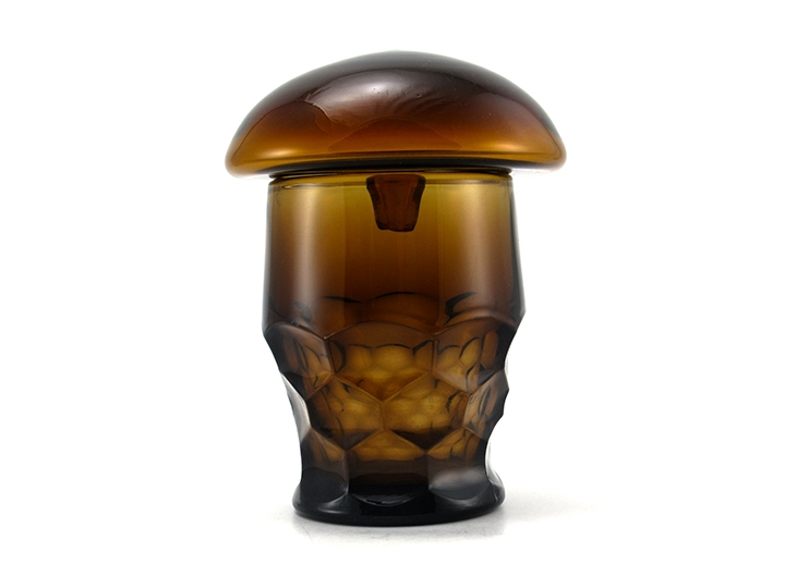Glass Mushroom Stopper in Cinnamon Brown Mid-Century Modern - Image 4
