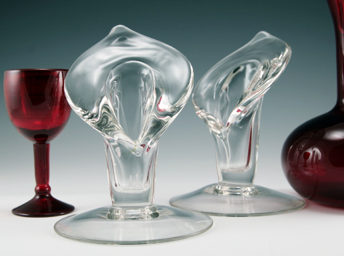 Calla Lily Candlestick Holder Set by Cambridge Glass - Image 3