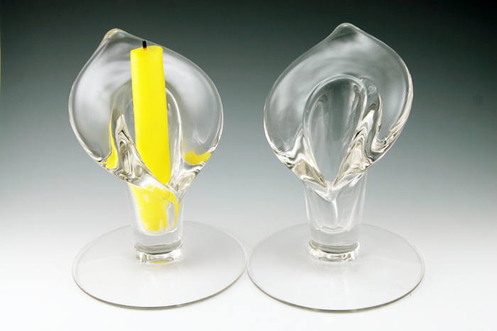 Calla Lily Candlestick Holder Set by Cambridge Glass - Image 2