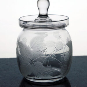 Elegant Cambridge Glass Mustard Jar Blackberry Etch