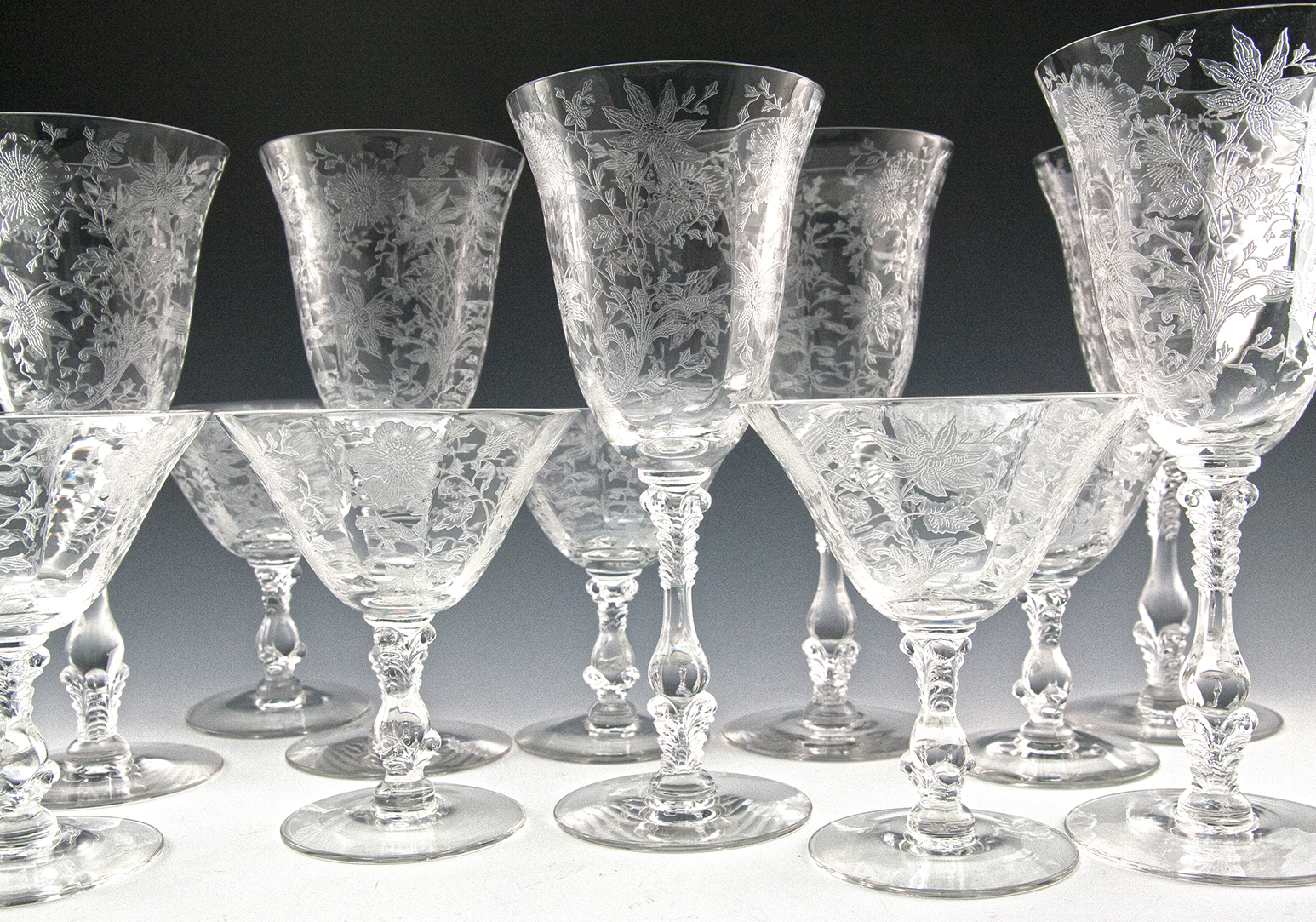 Cambridge Wildflower Stemware Line 3121 Set of 12