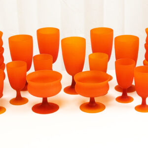 Carlo Moretti Satinato Lead Crystal Goblet Set 1960's