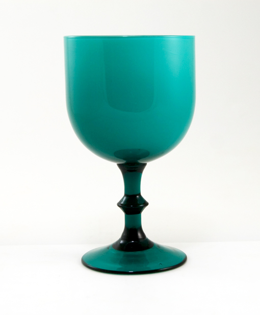 Cased Turquoise Glass Table Wine Stem
