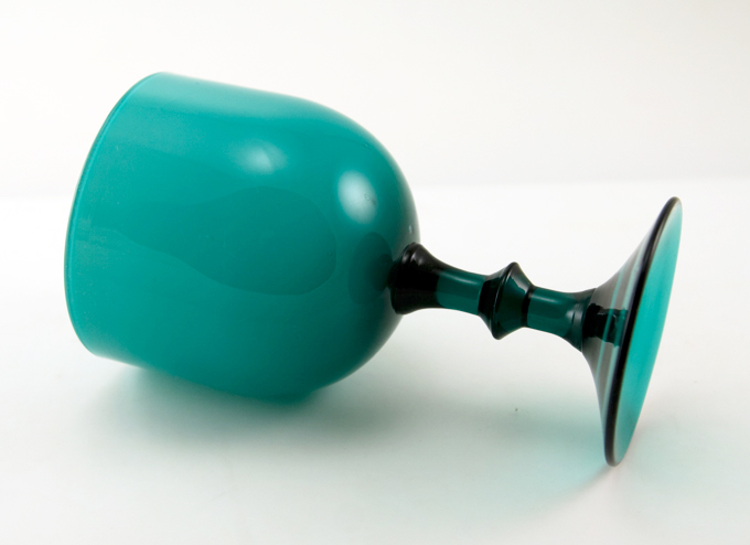 Cased Turquoise Glass Table Wine Stem - Image 2