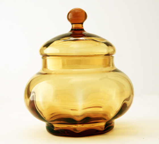 Circus Tent Puff Jar 1950s Retro Glass Canister