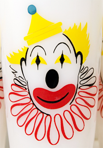 Clown Decor 1950s Milk Glass Tumbler Set of 6 - Image 3