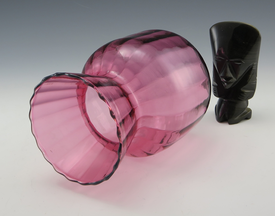 Vintage Bulb Vase Optic Cranberry Glass by Pilgrim USA - Image 3