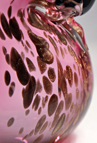 Cranberry Glass with Copper Bird Figurine - Image 2