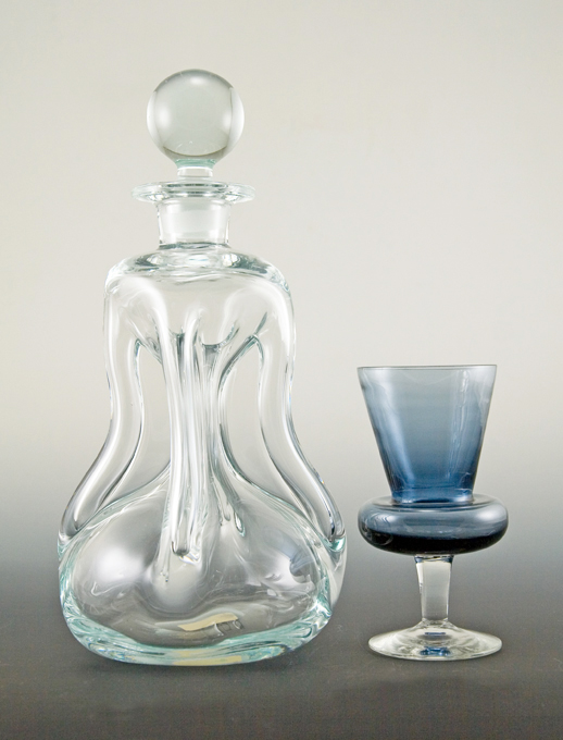 Danish Crystal Decanter in Sapphire by Holmegaard