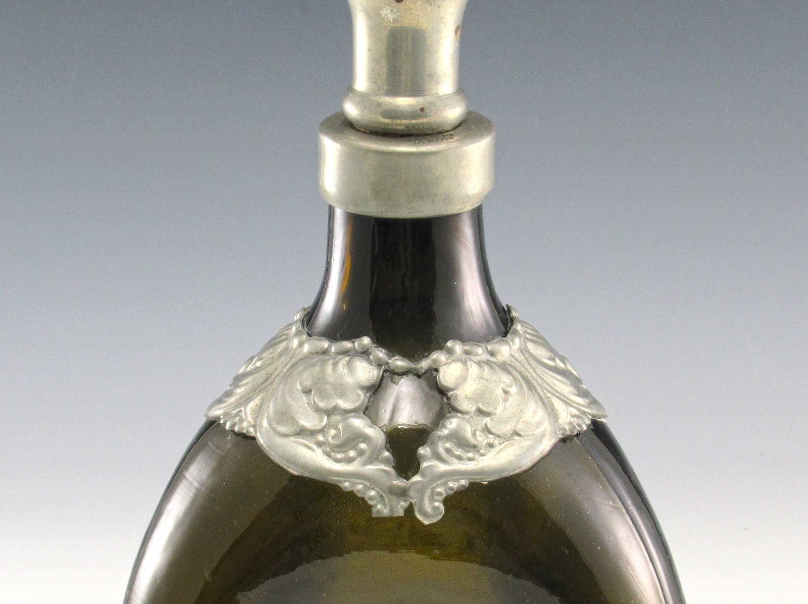 Pinched Decanter from Denmark Glass & Pewter Collar - Image 4