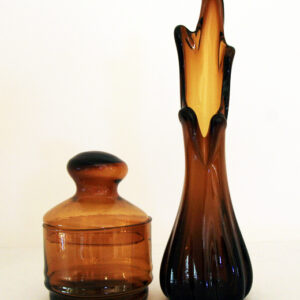 Depression Era Swung Glass Vase In Nutmeg