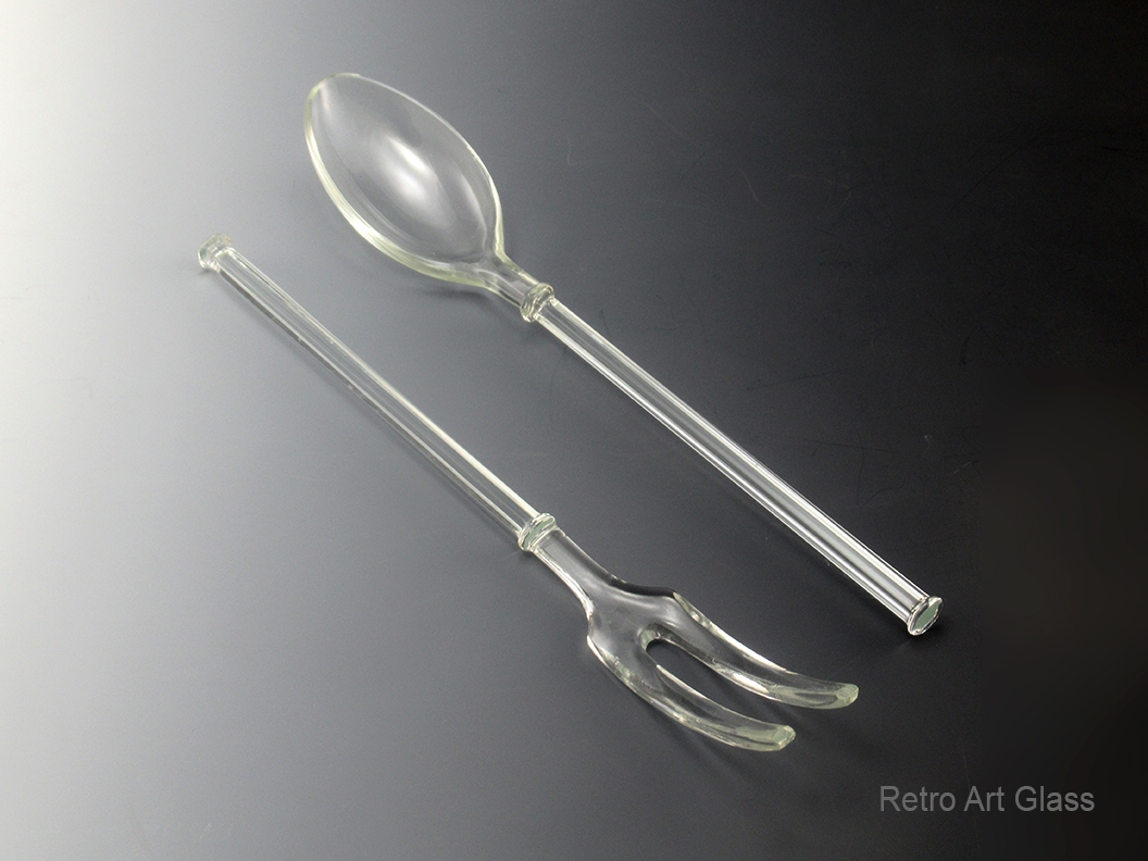Depression Glass Fork and Spoon Serving Utensils - Image 2