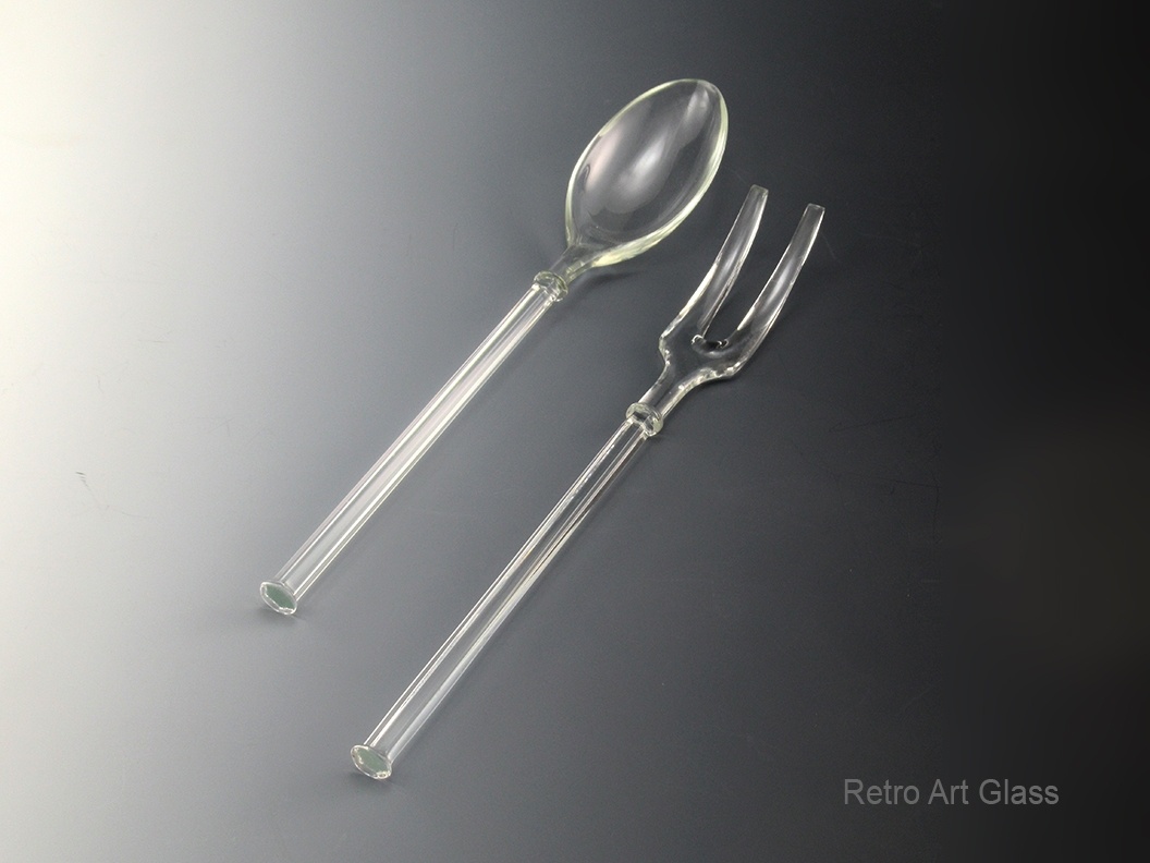 Depression Glass Fork and Spoon Serving Utensils