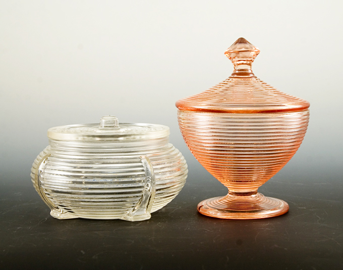 Depression Glass Vanity Jar Set of Two
