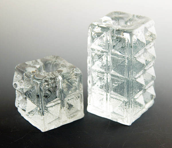 Diamond Line Candlestick Holders by Blenko