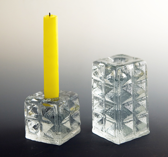Diamond Line Candlestick Holders by Blenko - Image 2