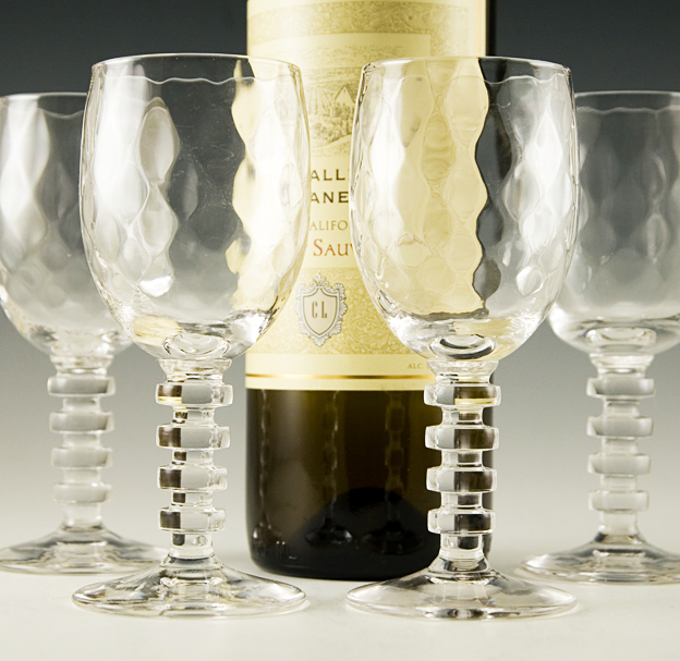 Vintage Glass Stemware Set with Spool Stem by Bryce - Image 3