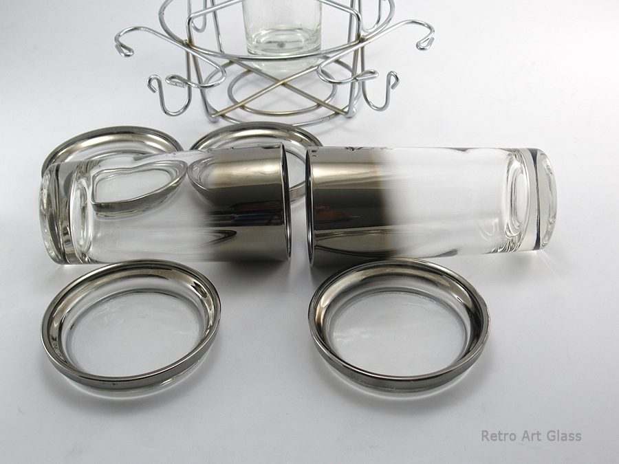 Mid-Century Cocktail Bar Glass Set with Caddy, Coasters, Bowl and Liner - Image 9