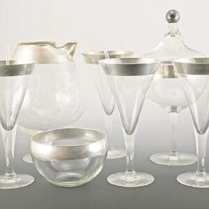 Dorothy Thorpe Silver Band Stemware Mad Men Cocktail Party Set
