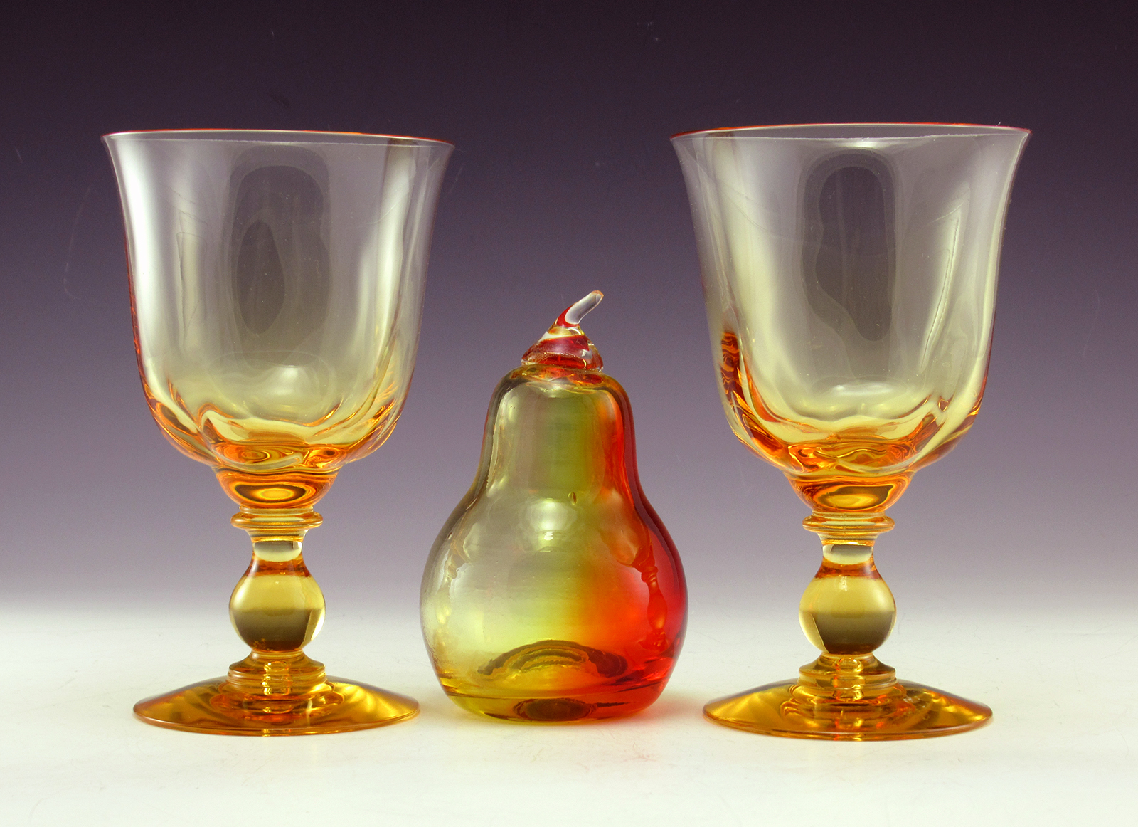 Two Tiffin Glass Golden Banana Wine Goblets - Image 6