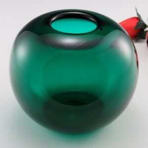 Early Blenko Glass Nile or Juniper Green Rose Bowl