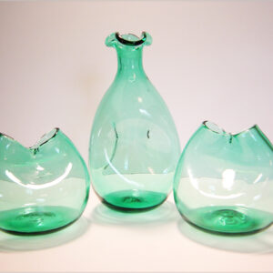 Early Sea Green Glass Blenko Pinch Glass Set