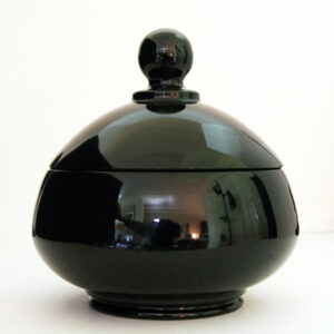 Art Deco Covered Bowl in Opaque Black by Westmoreland