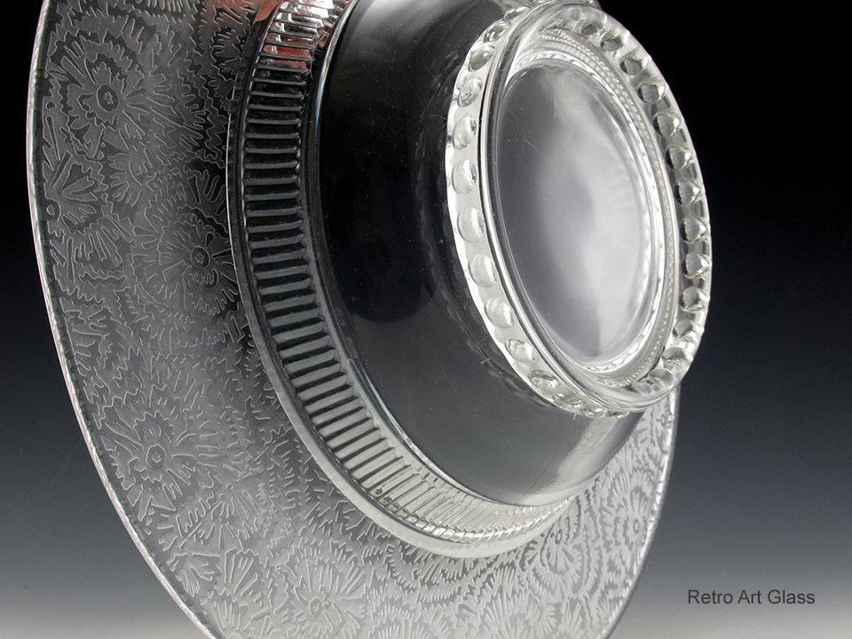 Large Art Deco Console Bowl by Paden City Frost Etch - Image 3