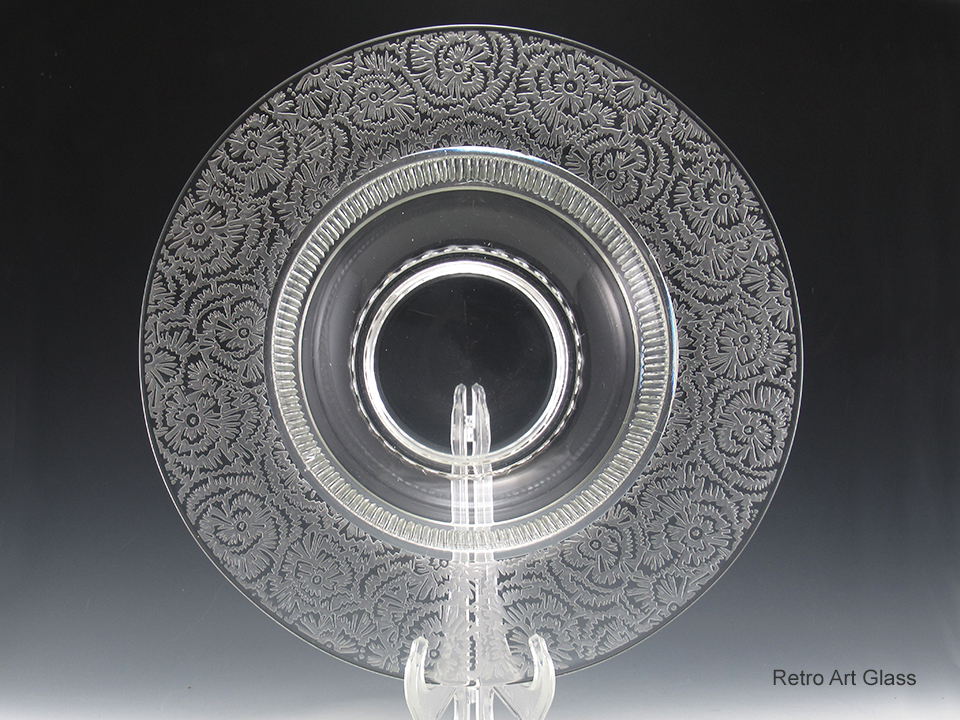 Large Art Deco Console Bowl by Paden City Frost Etch