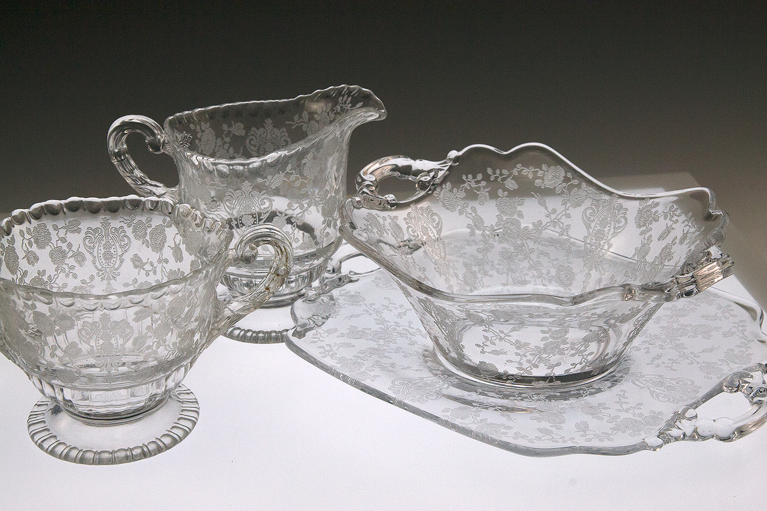 Cambridge Rose Point Glass Table Service Set