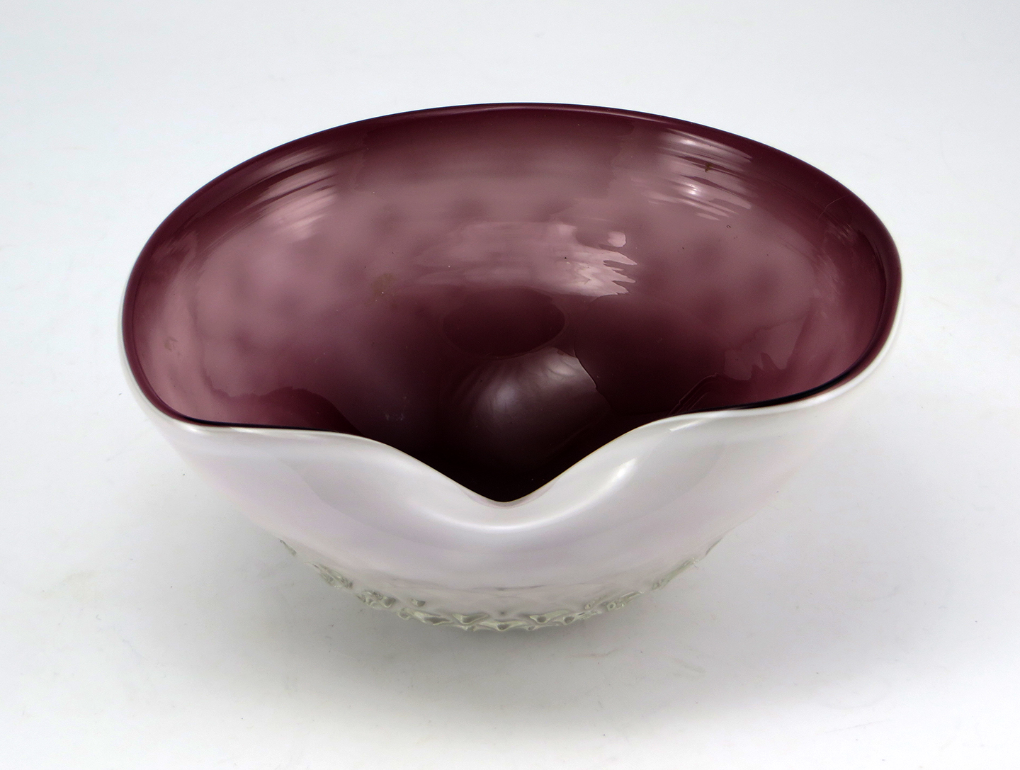Vintage Art Glass Bowl in Plum Optic Cased Glass - Image 6