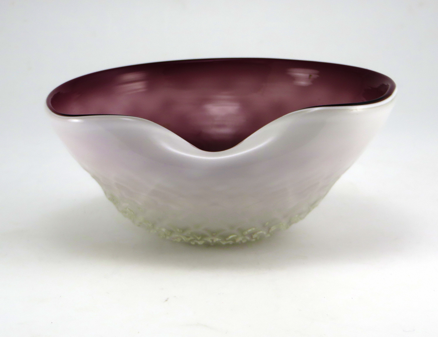 Vintage Art Glass Bowl in Plum Optic Cased Glass - Image 2
