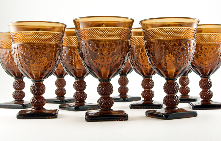 Retro Vintage Glass Chroma Goblet Set 10