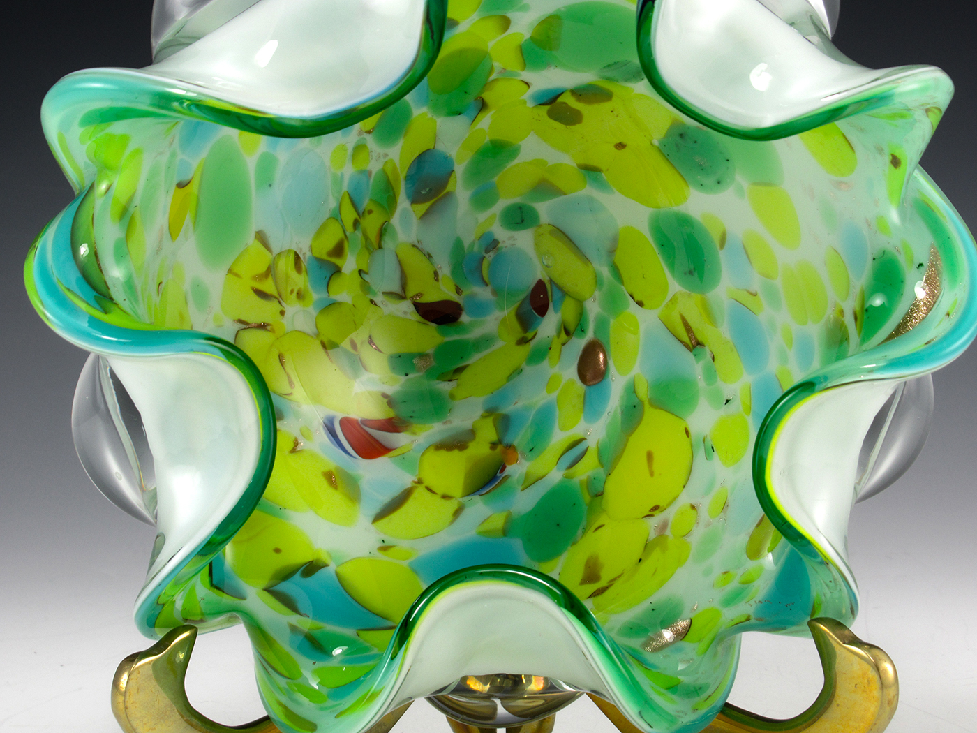 Hand-Made Murano Art Glass Confetti Cased Bowl - Image 4