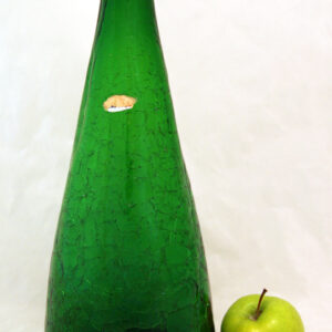 Emerald Green Blenko Glass Bottle Vase With Foil Sticker