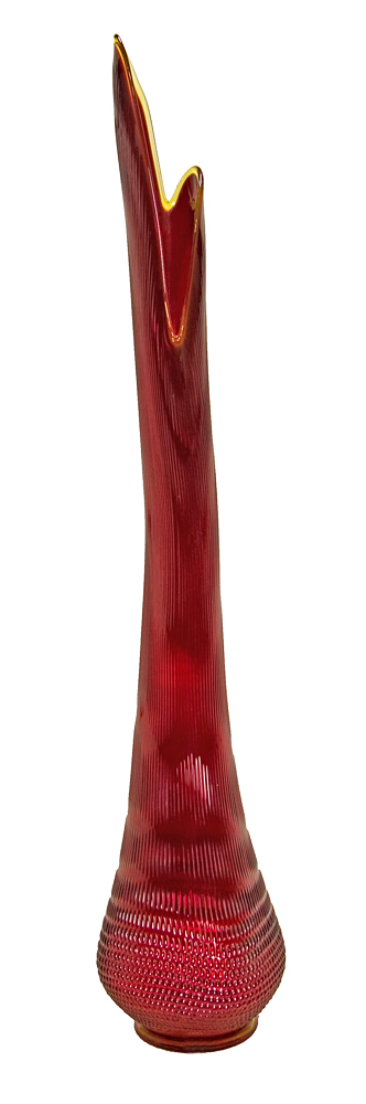 Retro Modern Vintage Enormous Ruby Glass Floor Vase