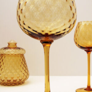 Extreme Balloon Vase in Amber Diamond Optic Glass