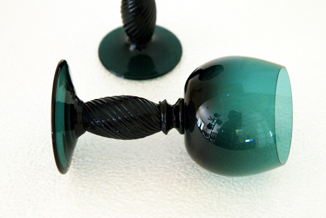 Theresienthal Colored Crystal Incised Stem Goblet Set - Image 3