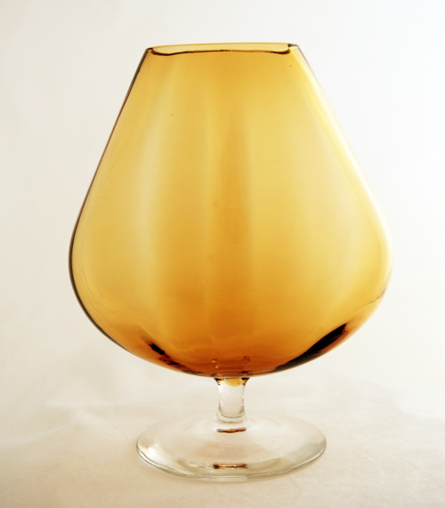 Flat Balloon Amber Glass Sweet Pea Vase