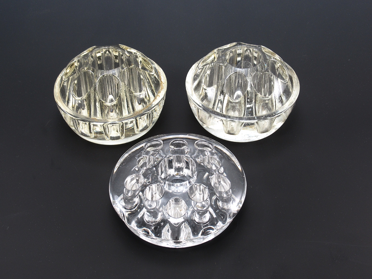 Glass Flower Frogs With Center Candle Holder Two Available - Image 4
