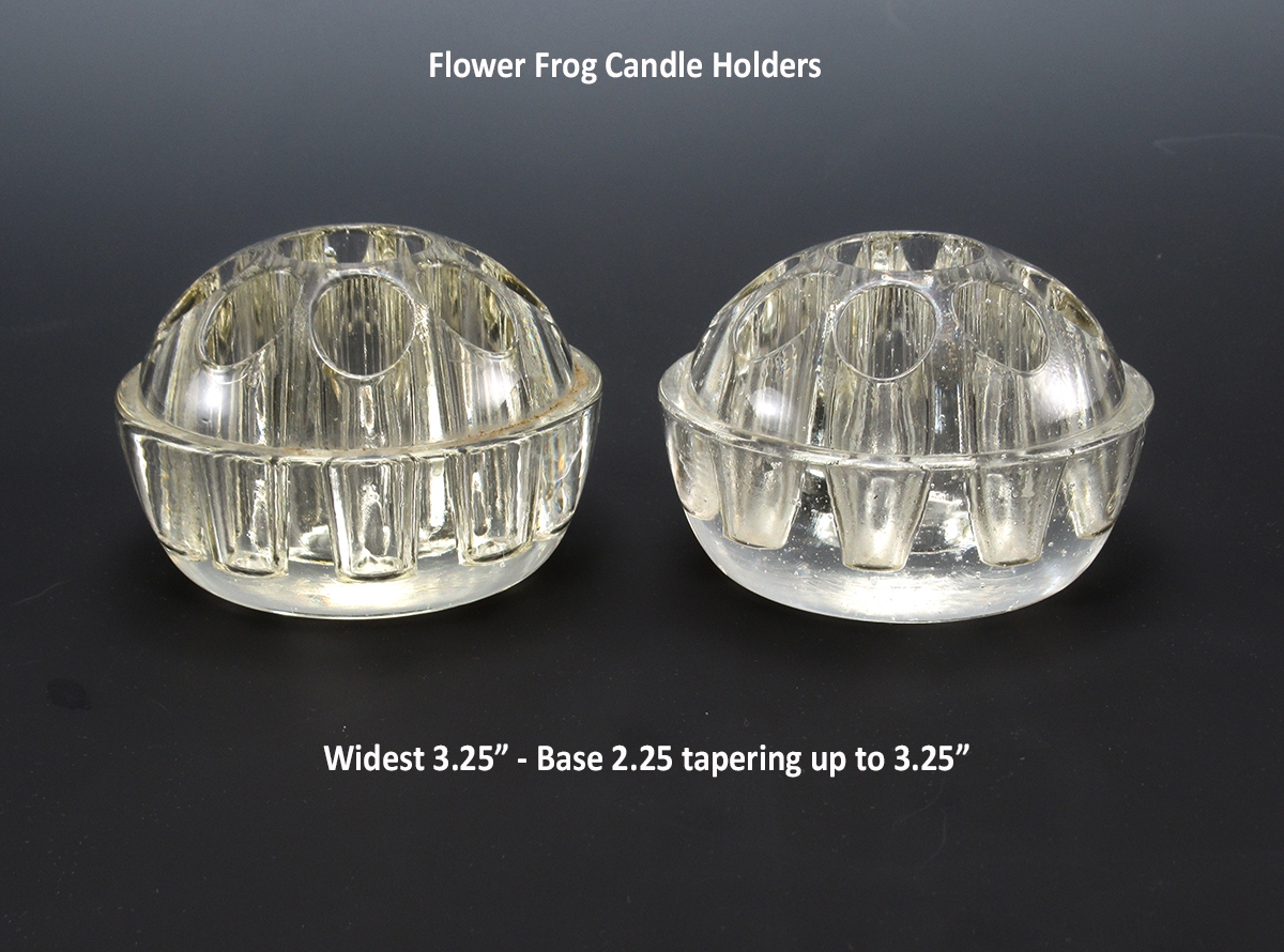 Glass Flower Frogs With Center Candle Holder Two Available - Image 2