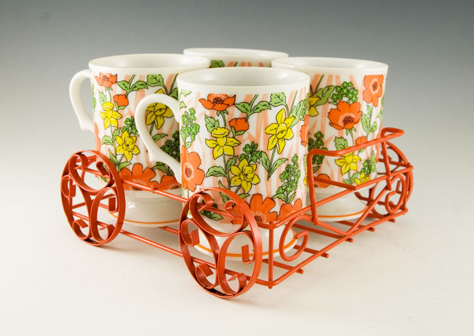 Flower Garden Mugs With Carrier Made in Japan