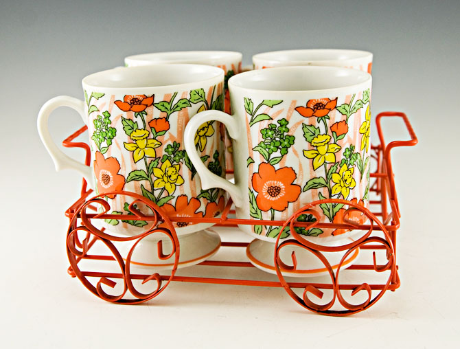 Flower Garden Mugs With Carrier Made in Japan - Image 3