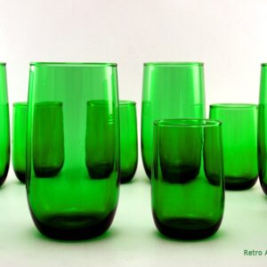 Anchor Hocking Forest Green Retro Glass Tumbler Set of 12