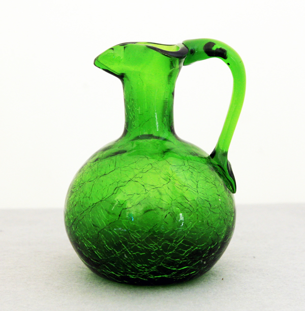 Forest Green Vintage Crackle Glass Window Pitcher