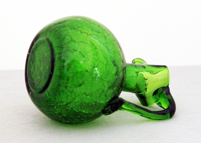 Forest Green Vintage Crackle Glass Window Pitcher - Image 2