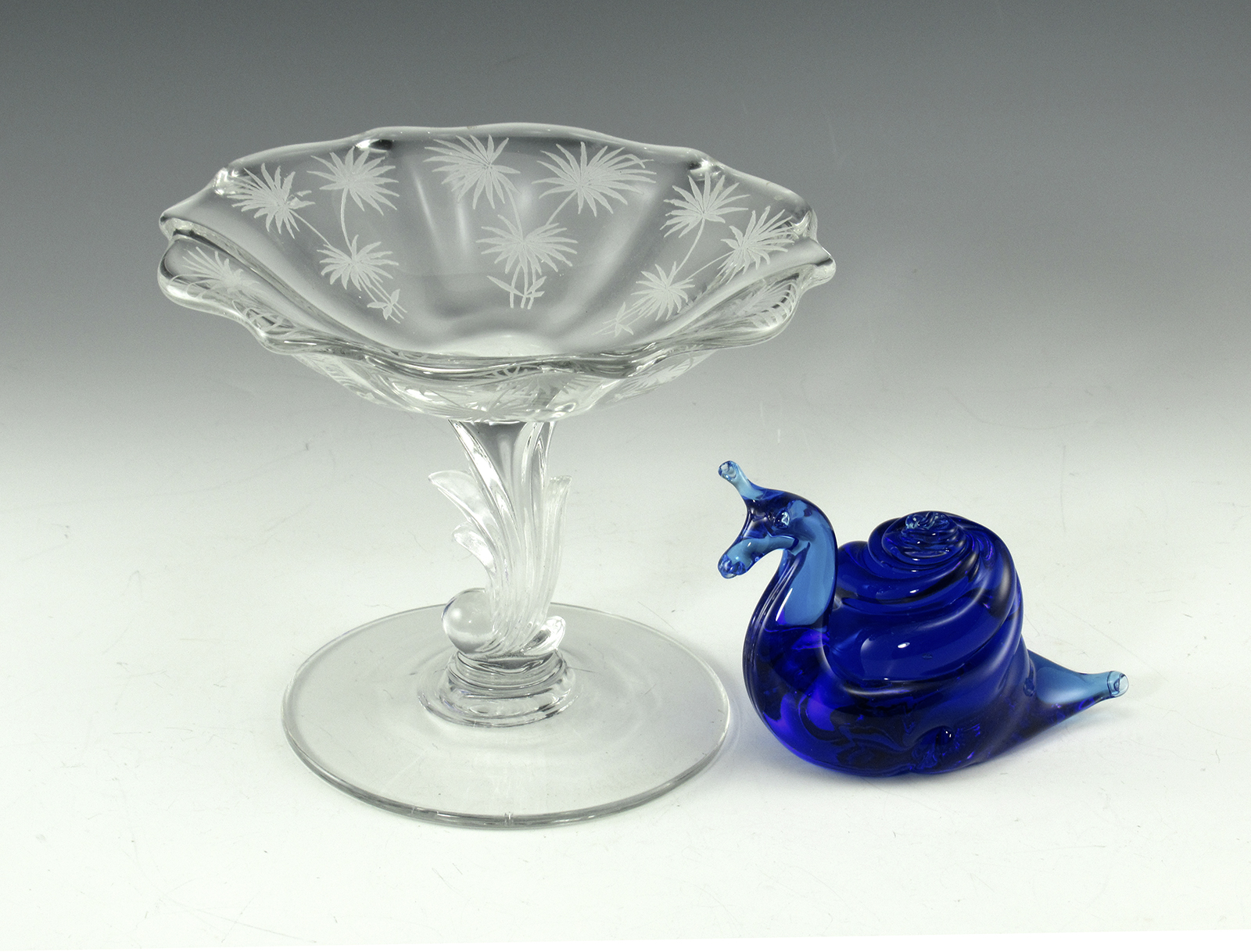 Lido Pattern Elegant Glass Comport Early Mid-20th Century